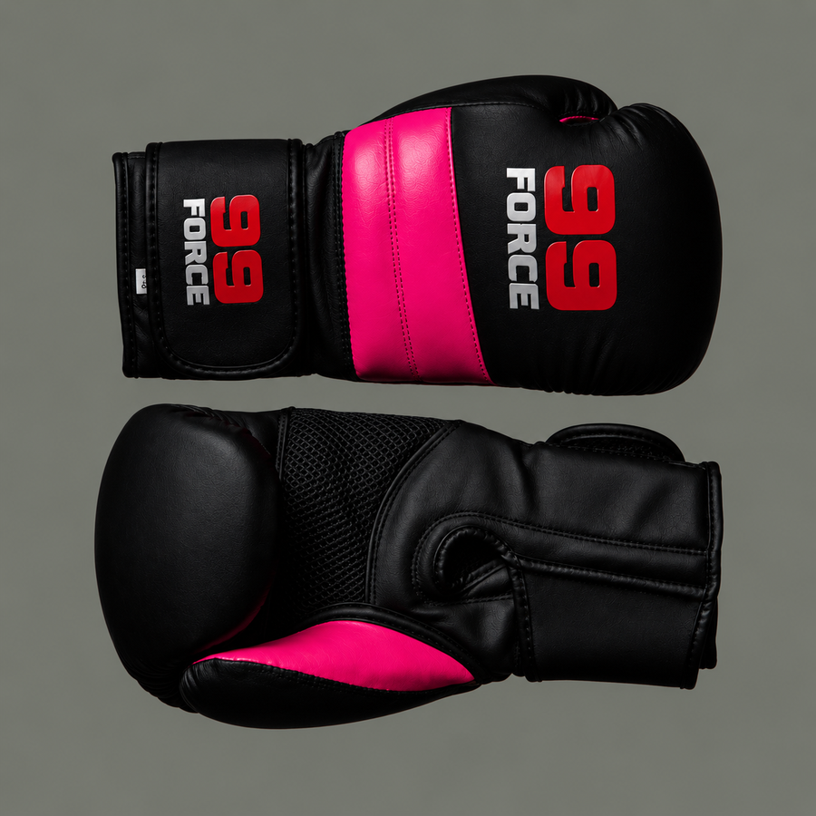 99 Force Boxing Gloves – Black & Pink