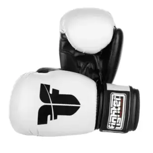 Fighter Synthetic Leather PU Basic Boxing Gloves, White/Black 1376APUWB