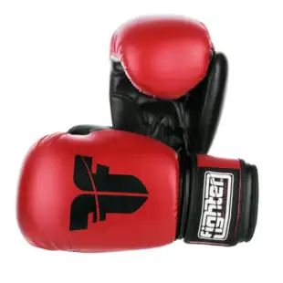 Fighter Synthetic Leather PU Basic Boxing Gloves - red/black, 1376APURD